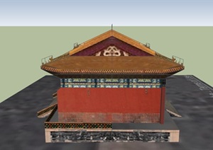 寺庙古建筑大门设计SU(草图大师)模型