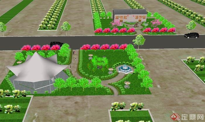 农业景观广场、卫生间广场景观设计su模型(3)