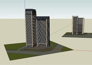 某两栋高层住宅楼设计SU(草图大师)模型