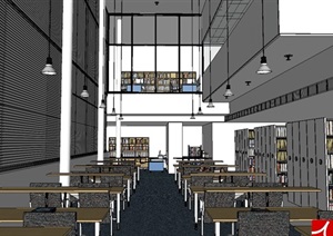 图书馆室内空间设计SU(草图大师)模型