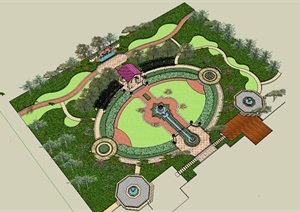 欧式游园景观设计SU(草图大师)模型
