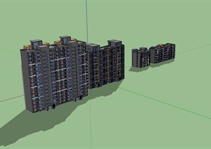 多层居住小区楼建筑设计SU(草图大师)模型