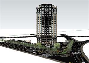 现代商业住宅建筑楼SU(草图大师)模型