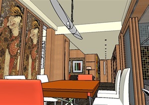某完整的住宅家装空间设计SU(草图大师)模型