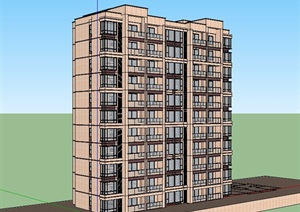 多层现代小区住宅建筑SU(草图大师)模型