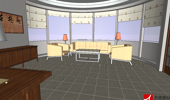 经理办公室室内设计su模型(3)