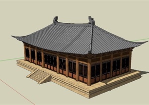 单层四合院住宅设计SU(草图大师)模型