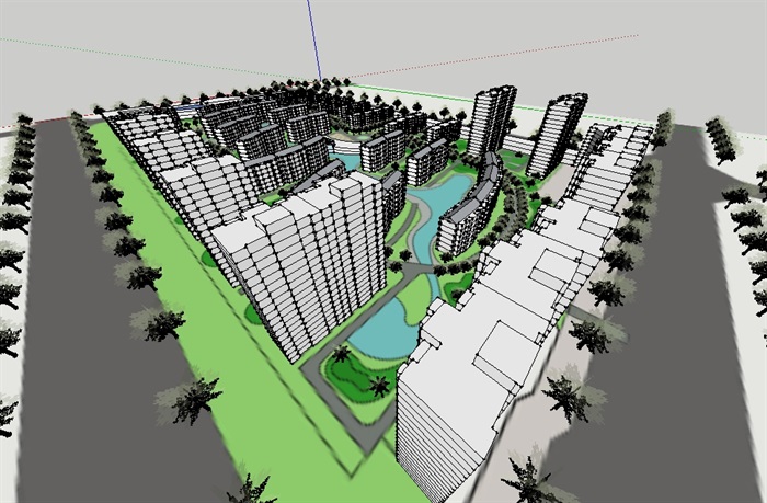 住宅小区规划设计su模型(3)
