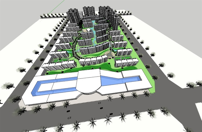 住宅小区规划设计su模型(2)