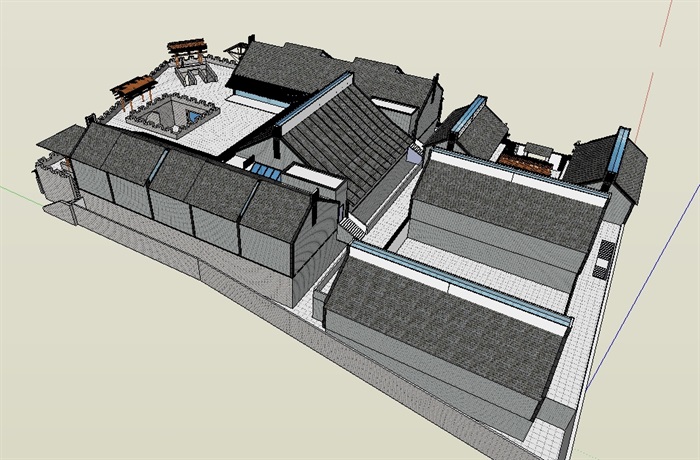 中式商业中心建筑楼设计su模型(3)
