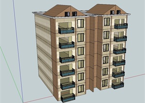 多层带电梯住宅建筑SU(草图大师)模型
