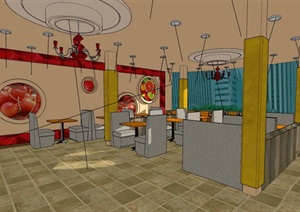 餐厅设计SU(草图大师)模型