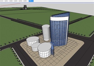 办公楼概念建筑设计SU(草图大师)模型