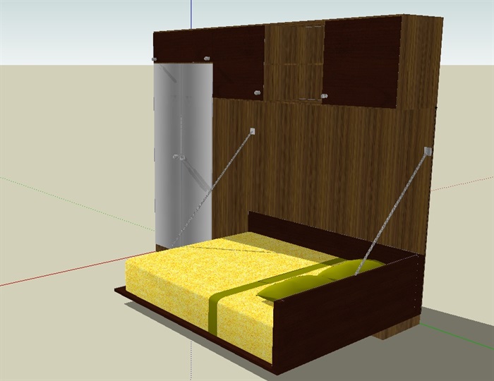 室内空间床、衣柜家具设计su模型(2)