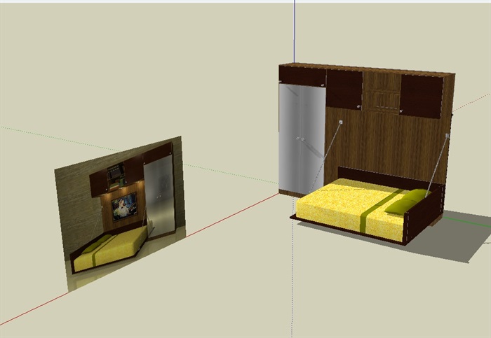 室内空间床、衣柜家具设计su模型(3)