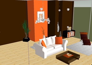 室内空间客厅设计SU(草图大师)模型