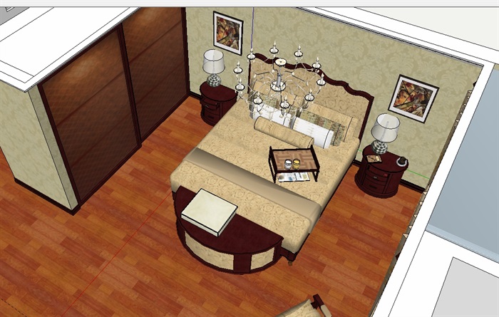 新古典风格家装主卧空间设计su模型(3)