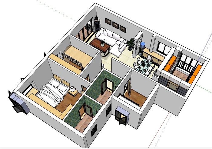 家装简单欧式设计su模型(4)