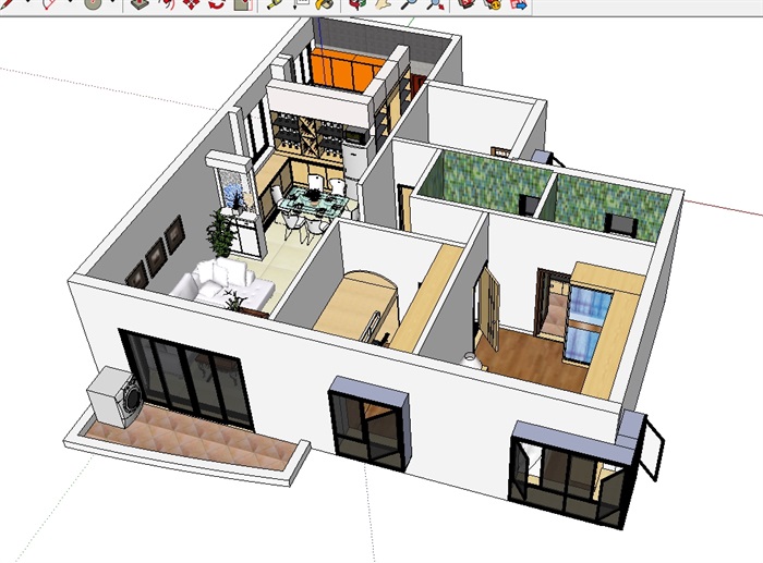 家装简单欧式设计su模型(3)