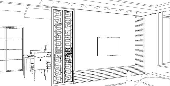 现代中式风格无材质贴图住宅室内设计su模型(3)