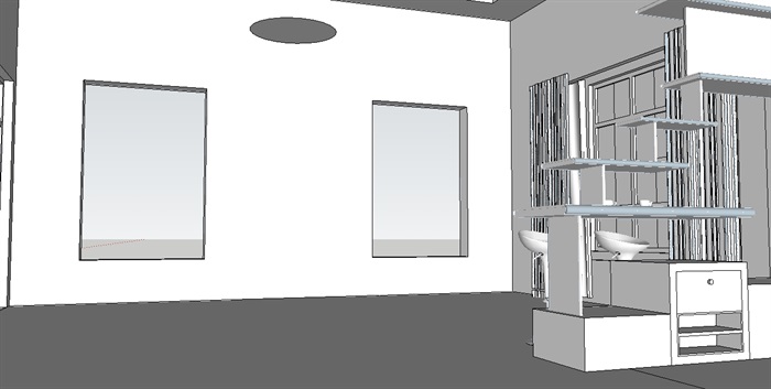 室内住宅玄关柜子设计su模型(3)