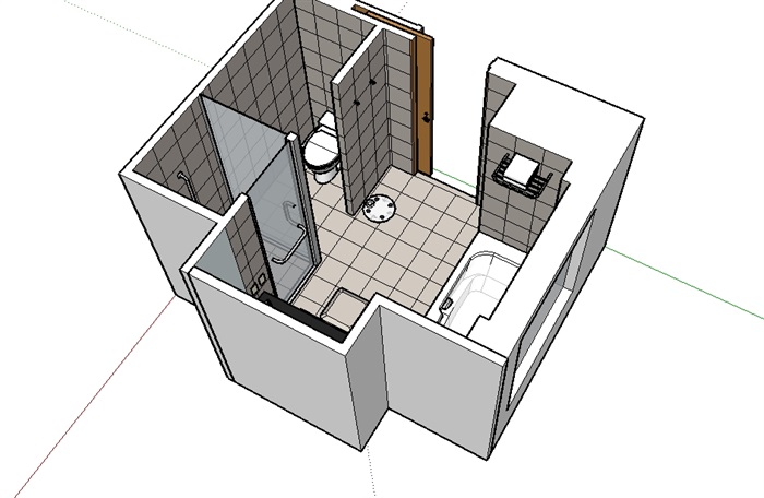 厕所室内浴室设计su模型(3)