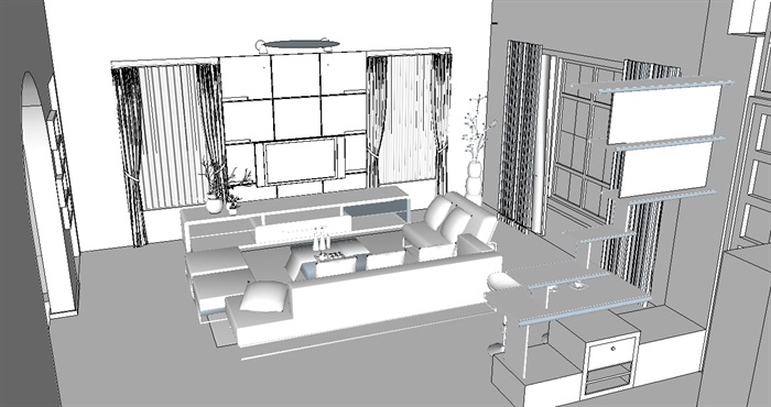 客厅空间设计su模型(2)