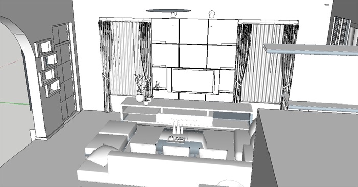 客厅空间设计su模型(3)