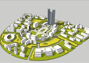 现代风格综合产业园建筑设计SU(草图大师)模型