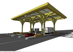 一个小型公路收费站设计SU(草图大师)模型
