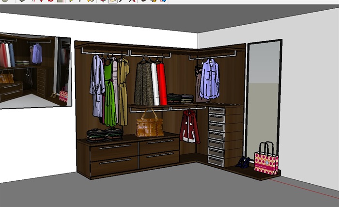 某室内衣柜柜子设计su模型(1)