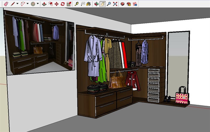 某室内衣柜柜子设计su模型(3)
