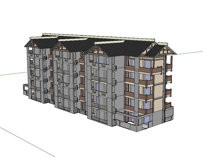 多层住宅欧式小区楼SU模型(2)