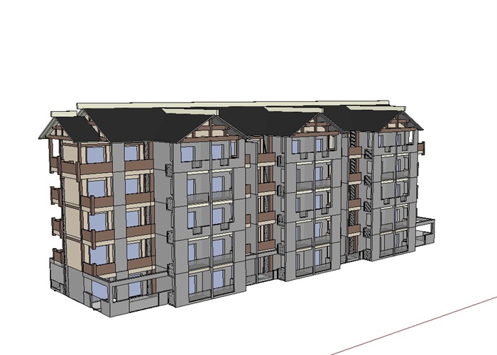 多层住宅欧式小区楼SU模型(3)