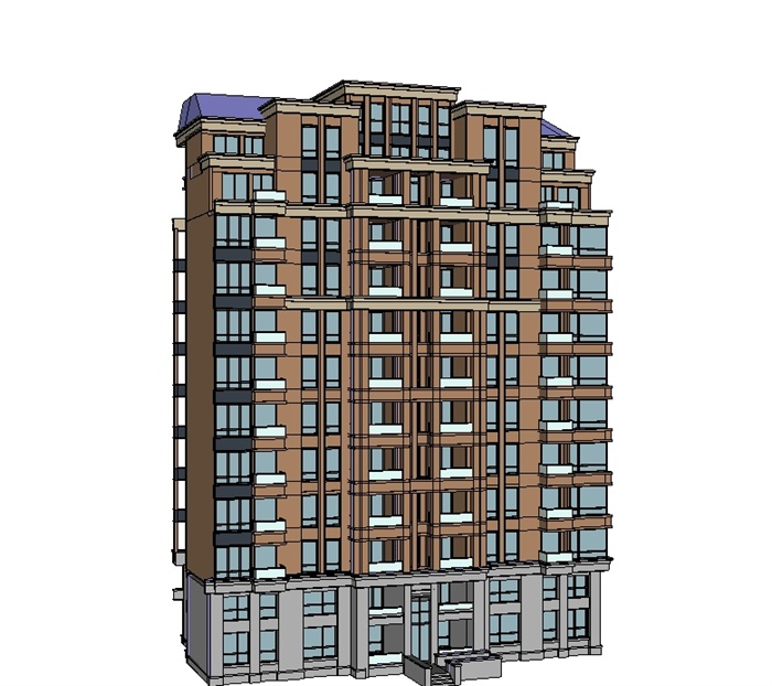 某小区多层住宅建筑楼SU模型(2)