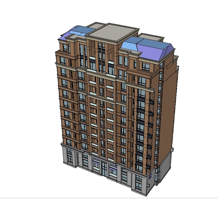 某小区多层住宅建筑楼SU模型(3)