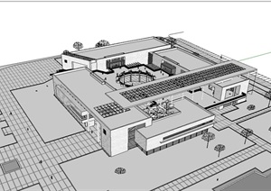 多层学校图书馆建筑楼设计SU(草图大师)模型