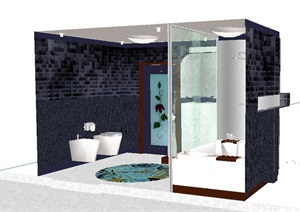 家装室内浴室设计SU(草图大师)模型