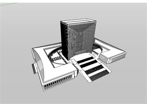 现代多层及高层办公建筑楼SU(草图大师)模型