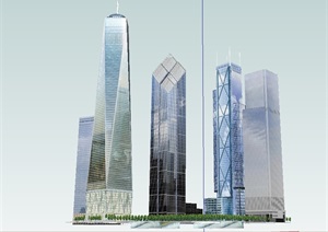 高层办公大厦楼设计SU(草图大师)模型