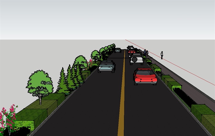 道路两侧绿化设计su模型(1)