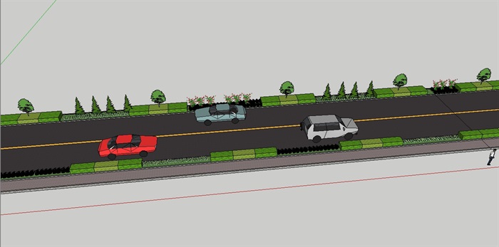 道路两侧绿化设计su模型(2)