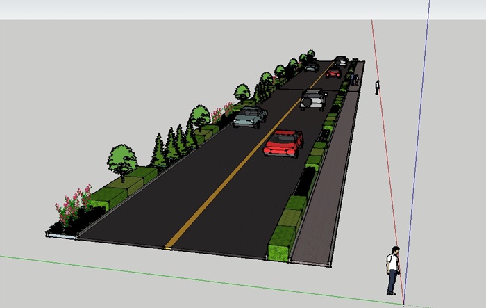 道路两侧绿化设计su模型(3)