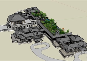 某古典旅游景区建筑及景观设计SU(草图大师)模型
