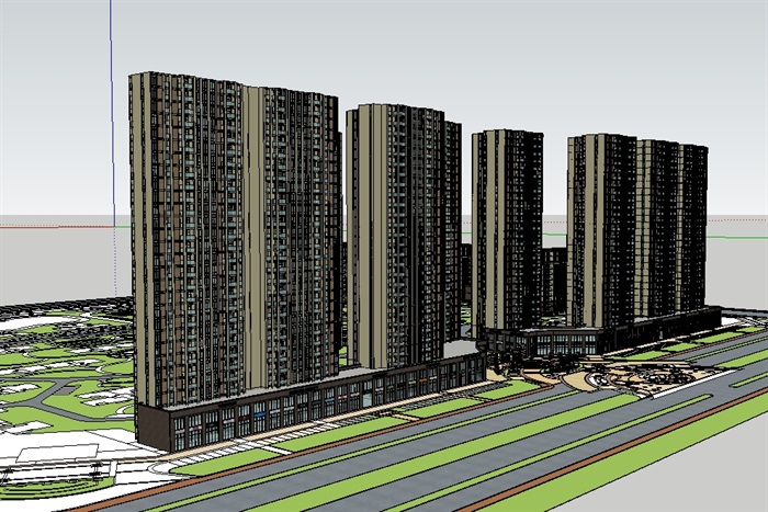 某商业住宅小区多层建筑设计su模型(3)