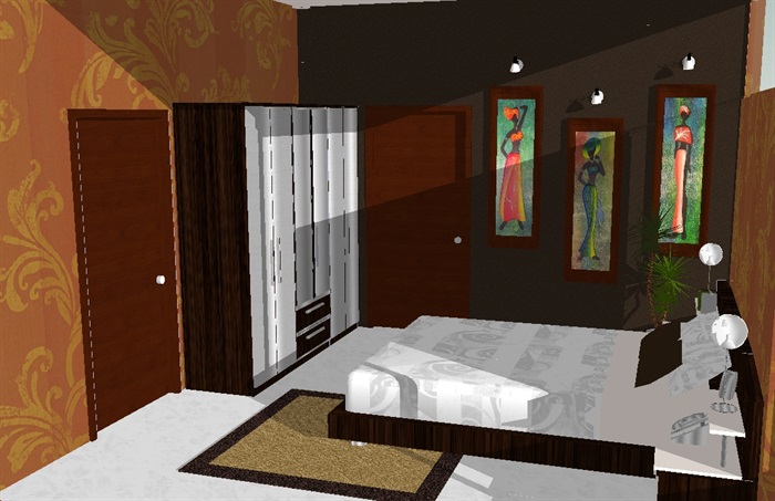 住宅室内卧室设计su模型(2)