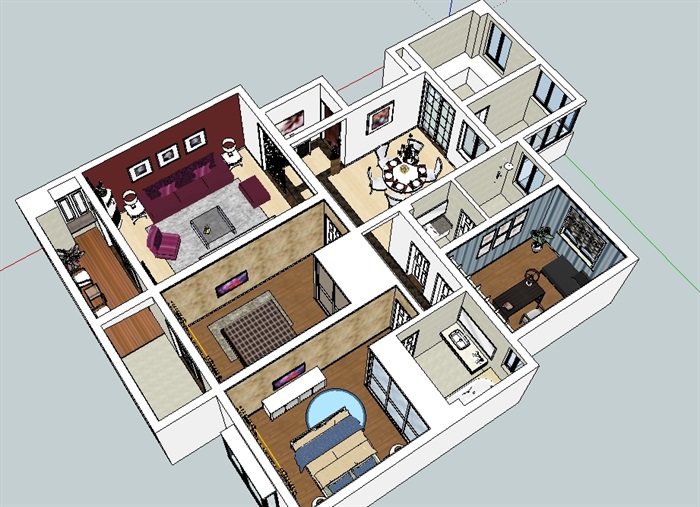 住宅室内设计紫火焰su模型(4)