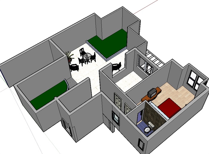 簡單的住宅空間室內設計su模型[原創]