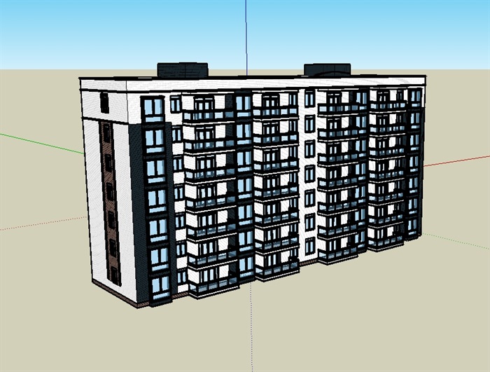 多层居住小区建筑楼SU模型(1)