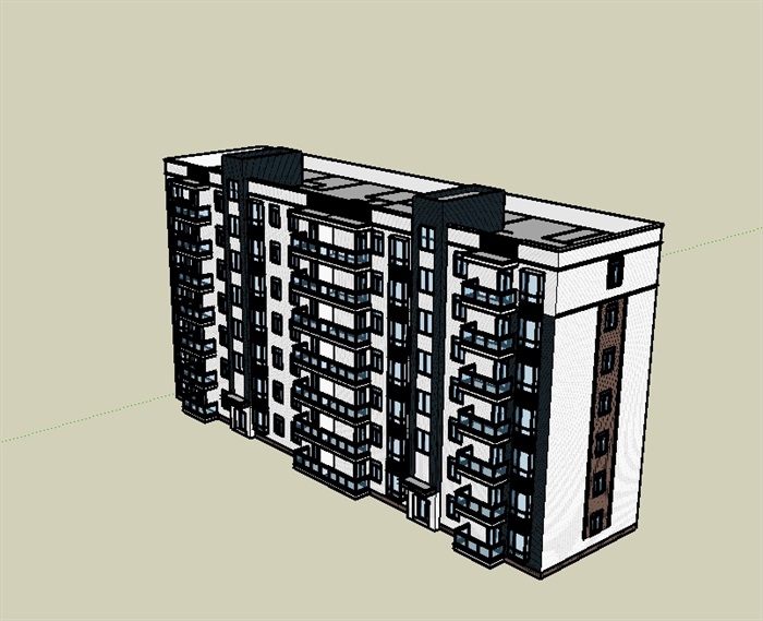 多层居住小区建筑楼SU模型(2)